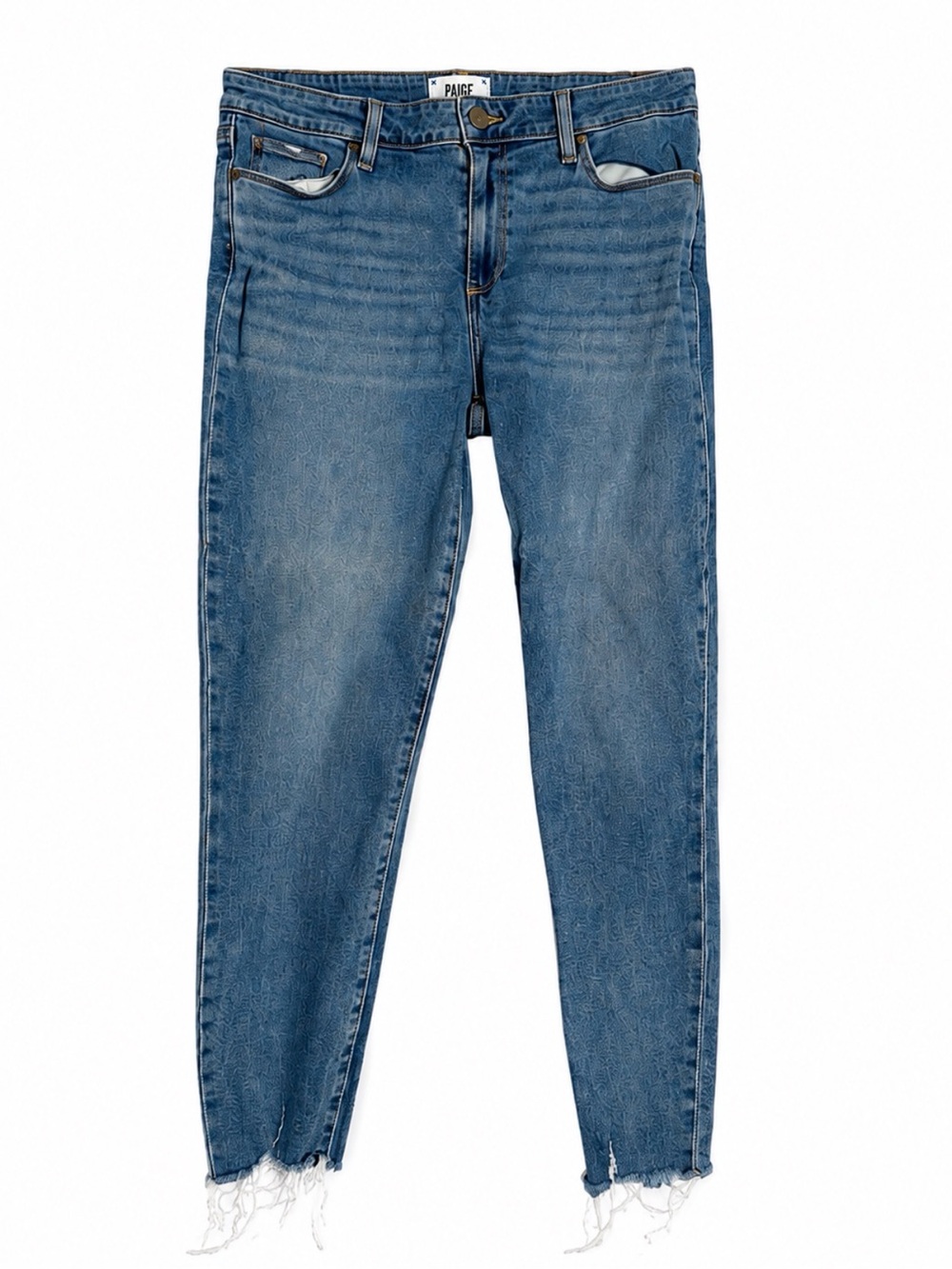 PAIGE Raw Hem Skinny Jeans Size 30 Medium Wash